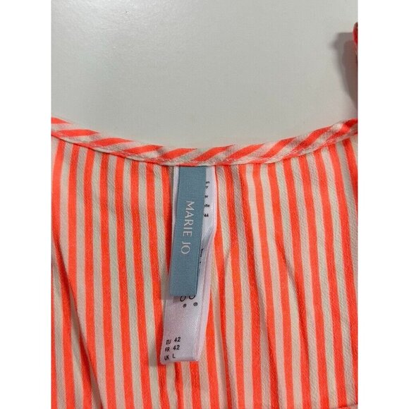 Mary Jo Swim Isaura Spritz Dress Orange Stripe Size M Boho Beach Coastal Tiered - Picture 8 of 13